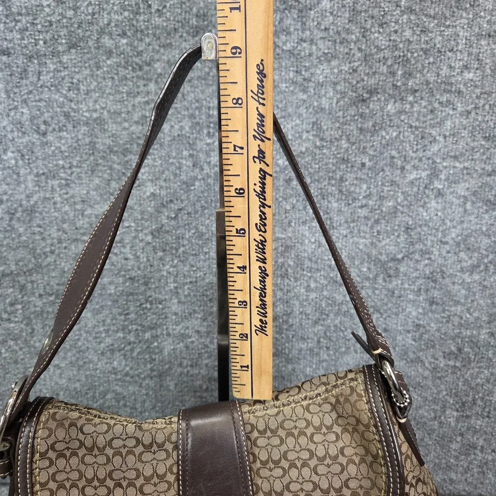 Coach F10926 Vintage Soho BROWN Leather & Signature C Canvas Shoulder‎ Bag y2K